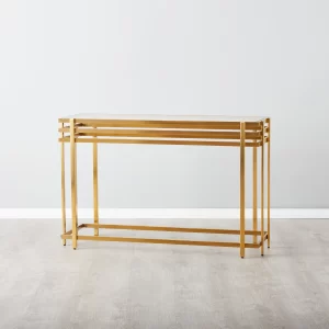 Grazia Brushed Gold Stainless Steel Console Table1