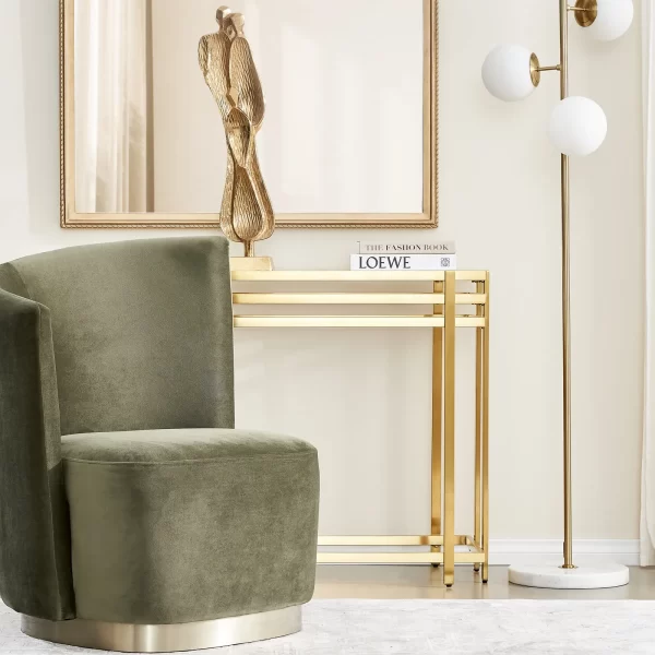 Grazia Brushed Gold Stainless Steel Console Table1