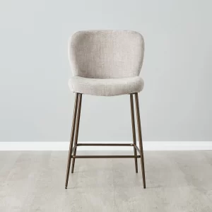 Hailey Vintage Grey Fabric 67cm Counter Stool - Bronze Metal Legs1