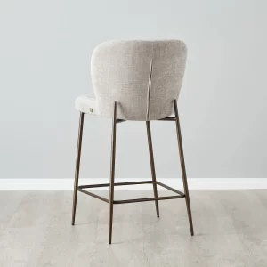 Hailey Vintage Grey Fabric 67cm Counter Stool - Bronze Metal Legs1