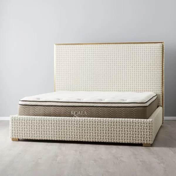 Harlow Light Sand Grey and White Boucle Queen Bed1