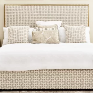 Harlow Light Sand Grey and White Boucle Queen Bed1