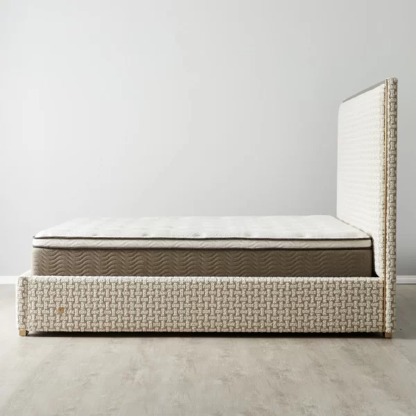 Harlow Light Sand Grey and White Boucle Queen Bed1