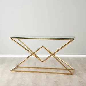 Knox Gold Console Table - Clear Glass Top1