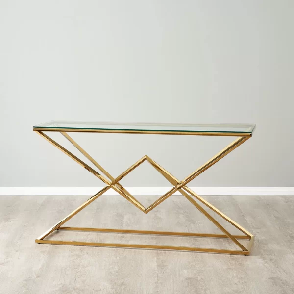 Knox Gold Console Table - Clear Glass Top1