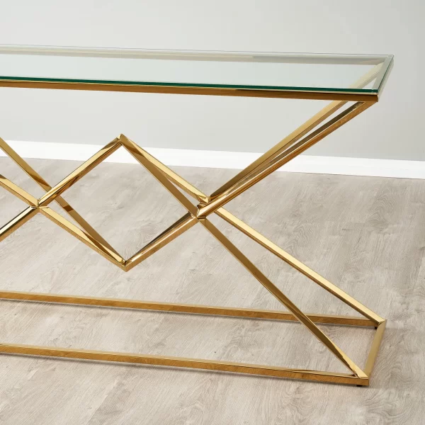 Knox Gold Console Table - Clear Glass Top