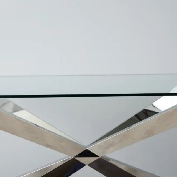 Lena Polished Stainless Steel Console Table - Glass Top1