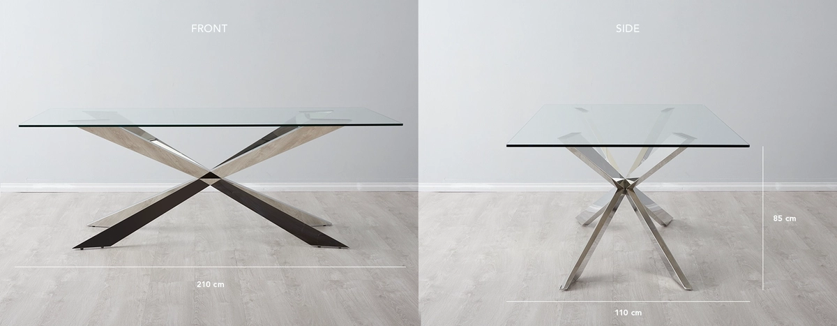 Lena Polished Stainless Steel Dining Table2