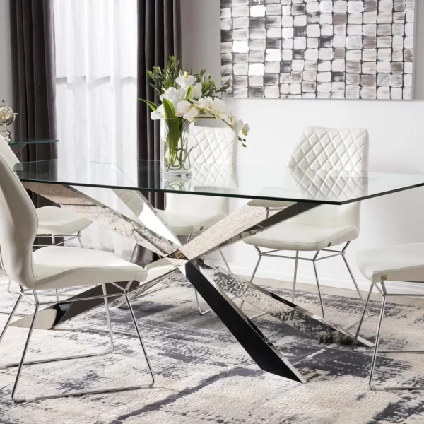 Lena Polished Stainless Steel Dining Table2