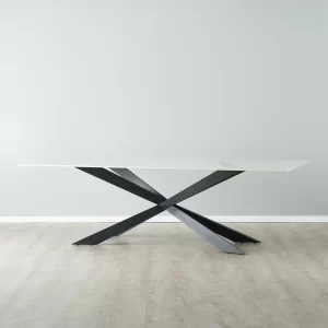 Lena White Sintered Stone Dining Table - Black Legs1