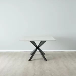 Lena White Sintered Stone Dining Table - Black Legs1