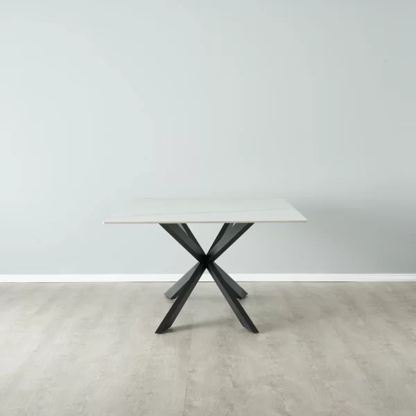 Lena White Sintered Stone Dining Table - Black Legs1