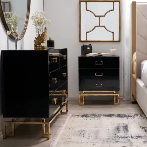 Luella Black Bedside Table