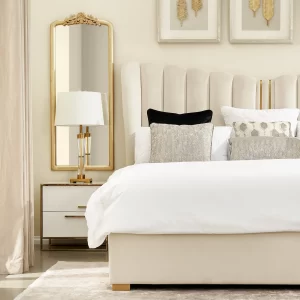 Madrid Cream Velvet Queen Bed