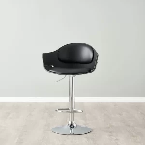 Mateo Carbon Black Vegan Leather Bar Stool