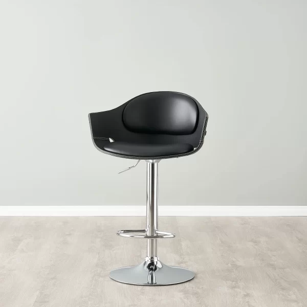 Mateo Carbon Black Vegan Leather Bar Stool