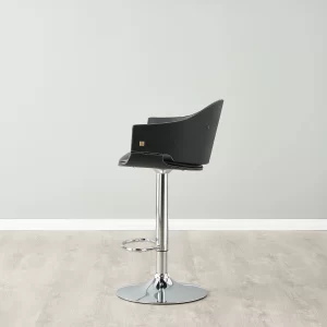 Mateo Carbon Black Vegan Leather Bar Stool