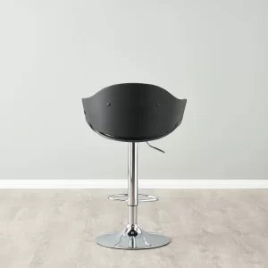 Mateo Carbon Black Vegan Leather Bar Stool