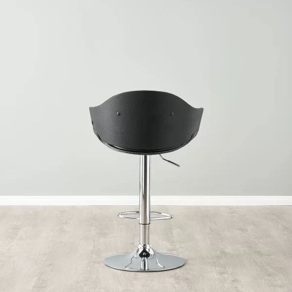 Mateo Carbon Black Vegan Leather Bar Stool