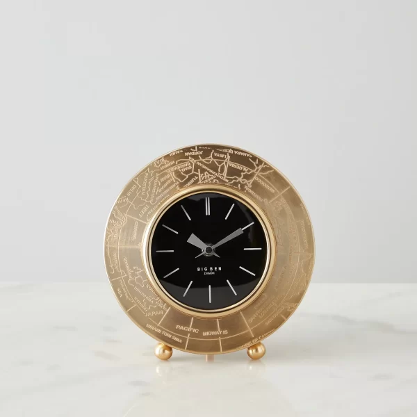 Miriam Matte Antique Brass Croc Pattern Table Clock