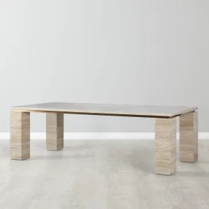 Monolith Natural Cream Travertine Dining Table1