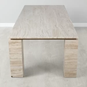 Monolith Natural Cream Travertine Dining Table1