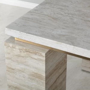 Monolith Natural Cream Travertine Dining Table1