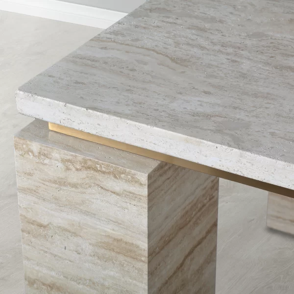 Monolith Natural Cream Travertine Dining Table1