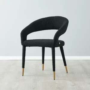 Moulin Walnut Vegan Leather Dining Chair - Brushed Gold Legs