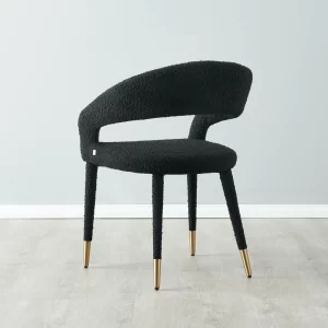 Moulin Walnut Vegan Leather Dining Chair - Brushed Gold Legs