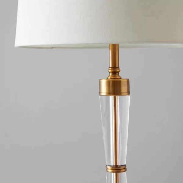 Wilton Brushed Bronze Metal Table Lamp - White Linen Lamp Shade