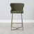 Quinn Olive Green Boucle Bar Stool - Brass Colour Legs