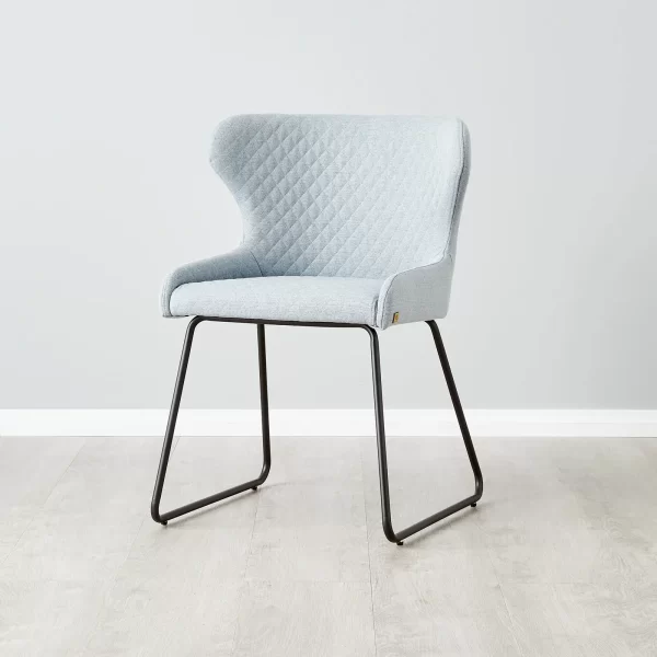 Quinn Light Blue Woven Fabric Dining Chair