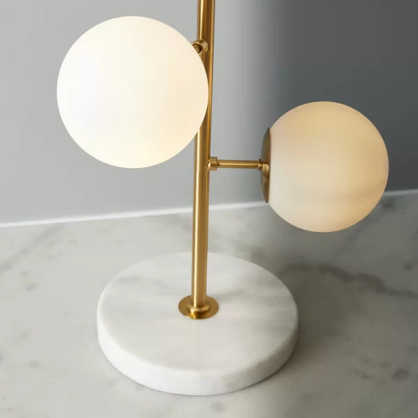 Regine Brushed Gold Metal Table Lamp White Glass Shade