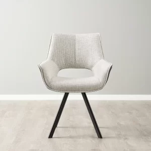 Sahrah Dove Grey Fabric Dining Chair - Black Powder Coated Legs