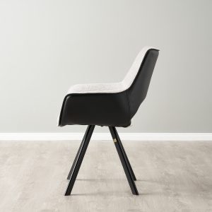 Sahrah Dove Grey Fabric Dining Chair - Black Powder Coated Legs