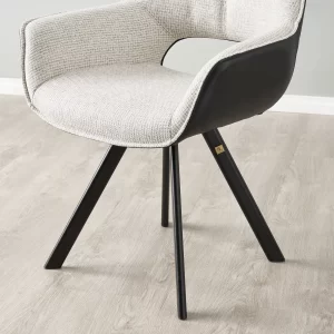 Sahrah Dove Grey Fabric Dining Chair - Black Powder Coated Legs