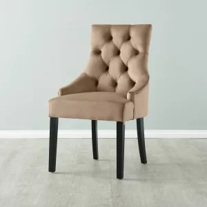 Saxon Beige Velvet Dining Chair1