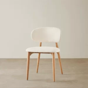 Seville Chantilly White Fabric Dining Chair - Light Brown Ash Legs