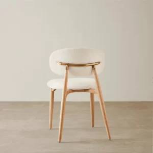 Seville Chantilly White Fabric Dining Chair - Light Brown Ash Legs