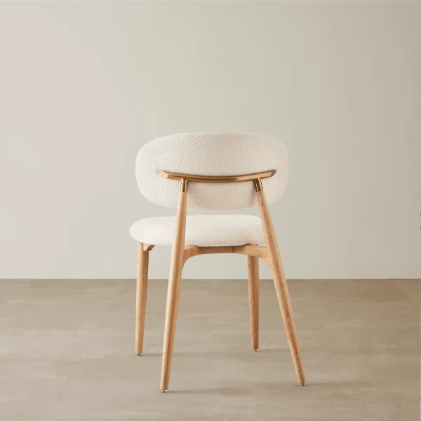 Seville Chantilly White Fabric Dining Chair - Light Brown Ash Legs