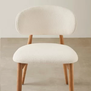 Seville Chantilly White Fabric Dining Chair - Light Brown Ash Legs