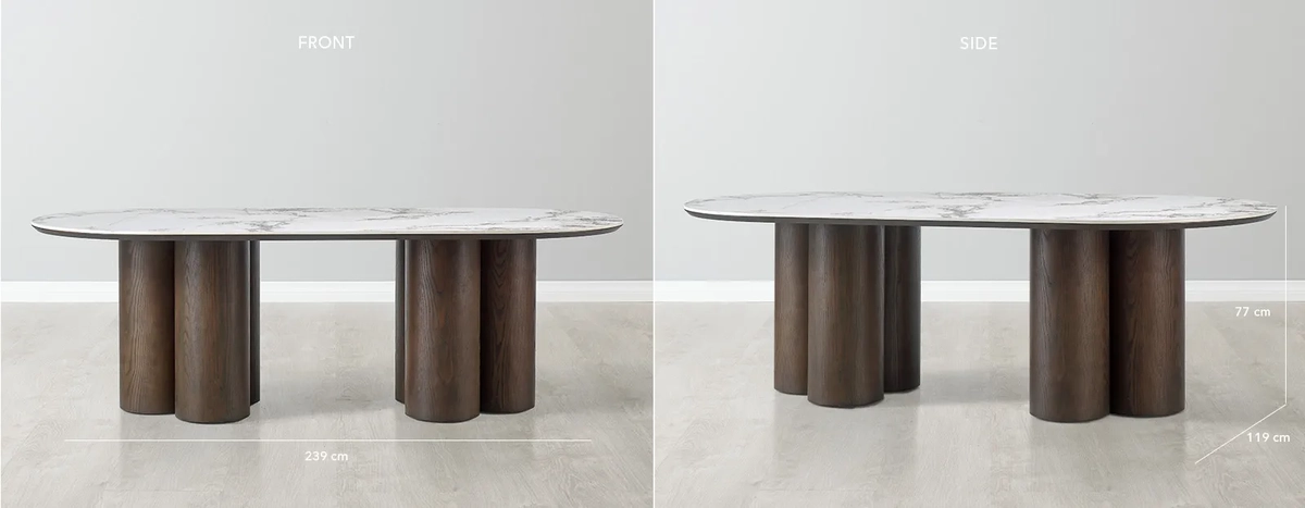 Terzetto Pandora Brown Sintered Stone Curved Dining Table