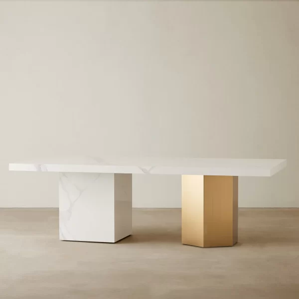 Thames Polished White Sintered Stone Dining Table1