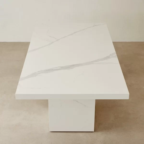 Thames Polished White Sintered Stone Dining Table1