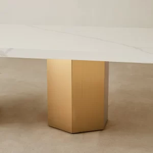 Thames Polished White Sintered Stone Dining Table1