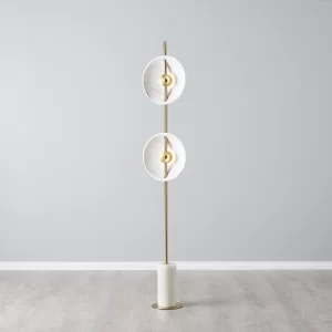 Vanessa White Marble Floor Lamp White Marble Printed Resin Shade