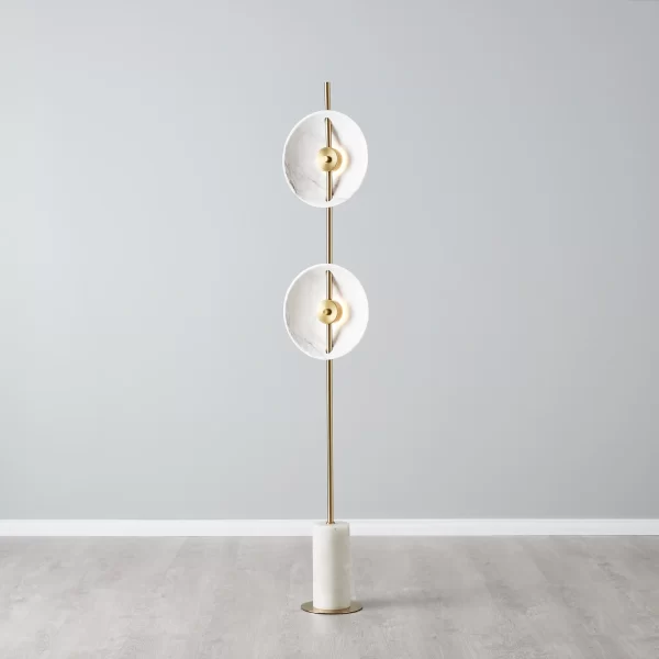 Vanessa White Marble Floor Lamp White Marble Printed Resin Shade