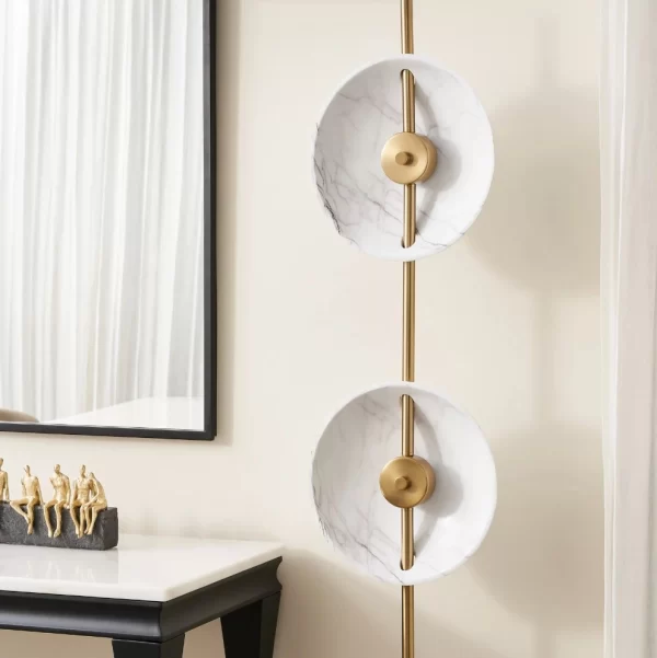 Vanessa White Marble Floor Lamp White Marble Printed Resin Shade