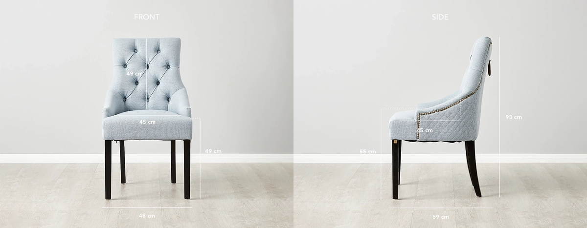 Vivienne Light Blue Woven Fabric Dining Chair